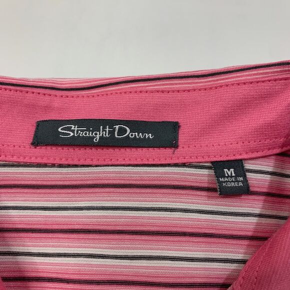 Straight Down Shirt Mens M Medium Carnation Pink Cotton Blend Golf Polo - Picture 3 of 8